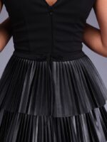 Μαύρο φόρεμα πλισέ δερματίνη Rinascimento