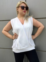 Λευκή κρουαζέ μπλούζα Plus Size Kitana