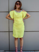 Κίτρινο ντραπέ φόρεμα Rinascimento