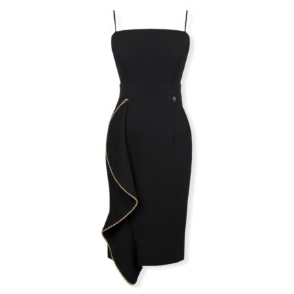 Στενό μαύρο φόρεμα με τιράντες Rinascimento