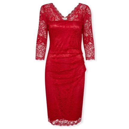 Κόκκινο φόρεμα δαντέλα Claudia Cream