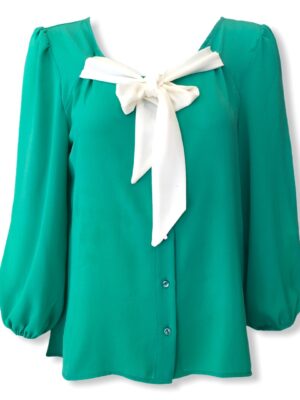 Πράσινο σμαραγδί πουκάμισο με φιόγκο Rinascimento