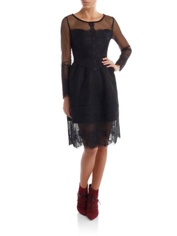 Μαύρο φόρεμα από τούλι και δαντέλα Rinascimento