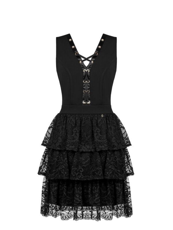 Μαύρο φόρεμα με βολάν Rinascimento