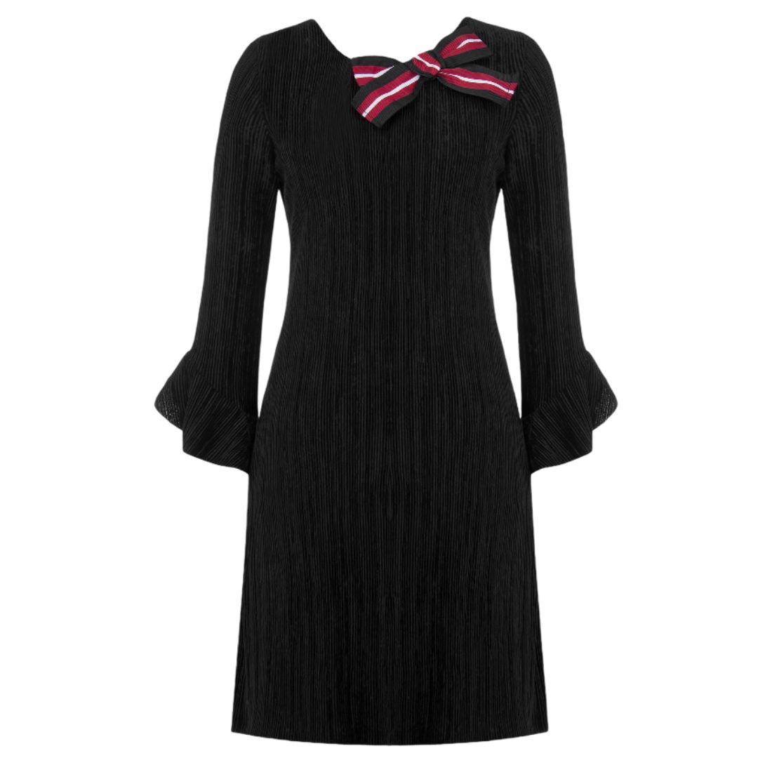 Μαύρο βελούδινο μίνι φόρεμα Bow Rinascimento