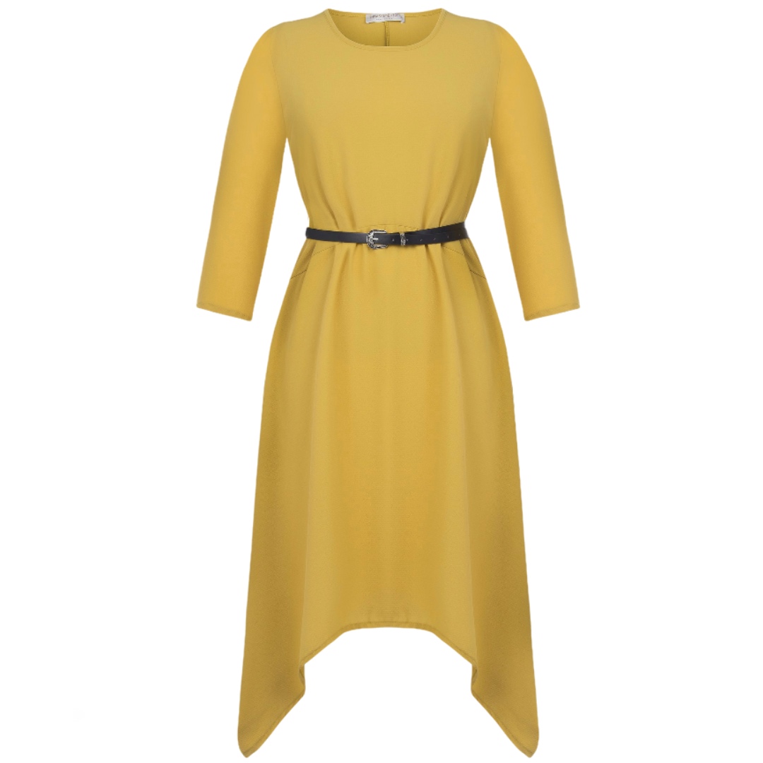 Κίτρινο ασύμμετρο φόρεμα Rinascimento
