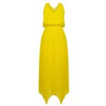 Κίτρινο πλισέ φόρεμα Yellow Rinascimento