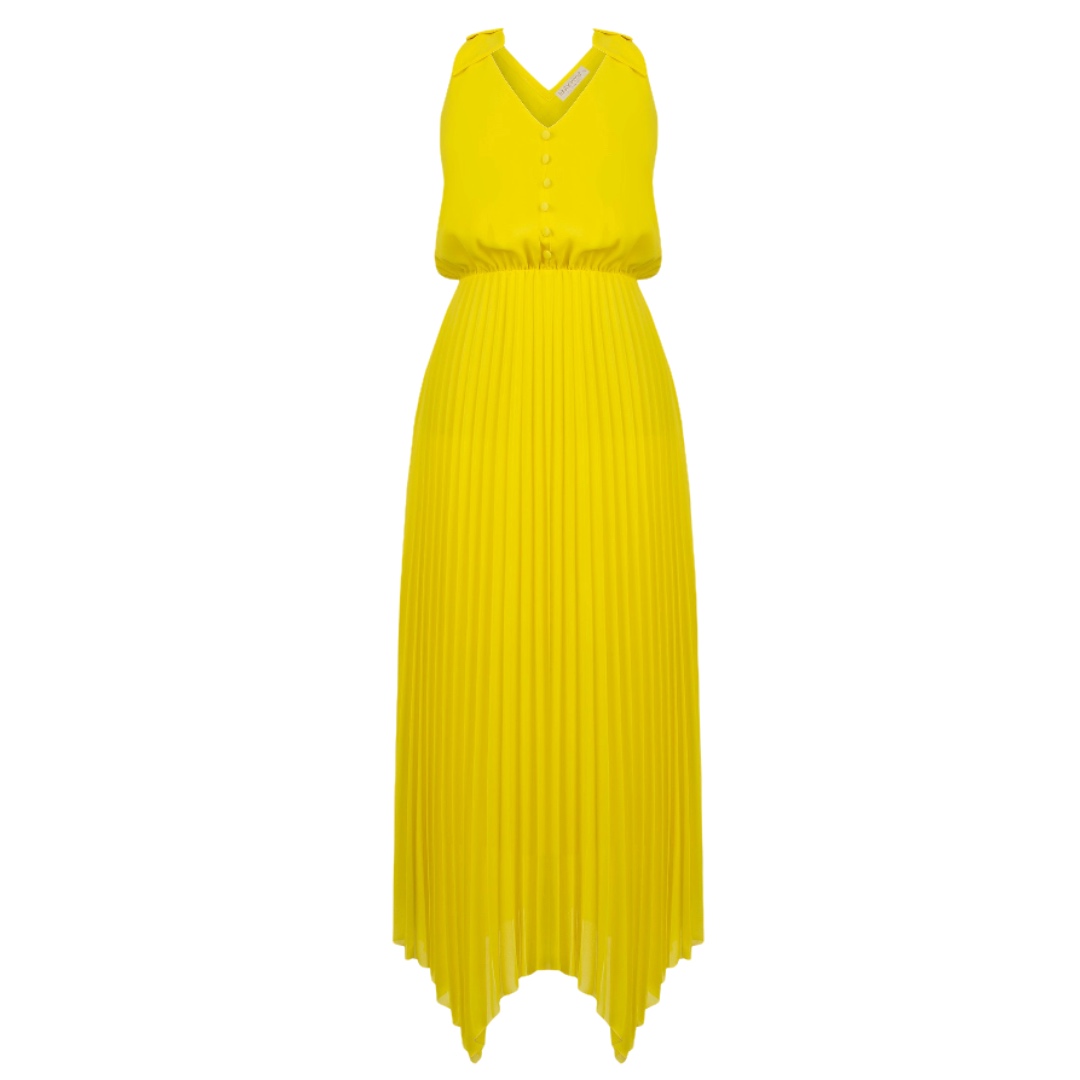 Κίτρινο πλισέ φόρεμα Rinascimento