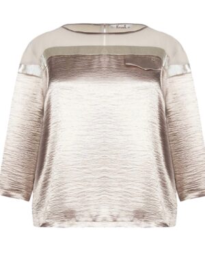 Μπεζ γυαλιστερή μπλούζα plus size Kitana by Rinascimento