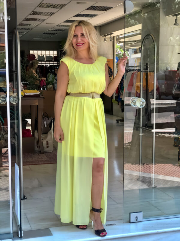 Κίτρινο μακρύ φόρεμα Rinascimento