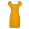 Κίτρινο μίνι φόρεμα με βολάν Rinascimento