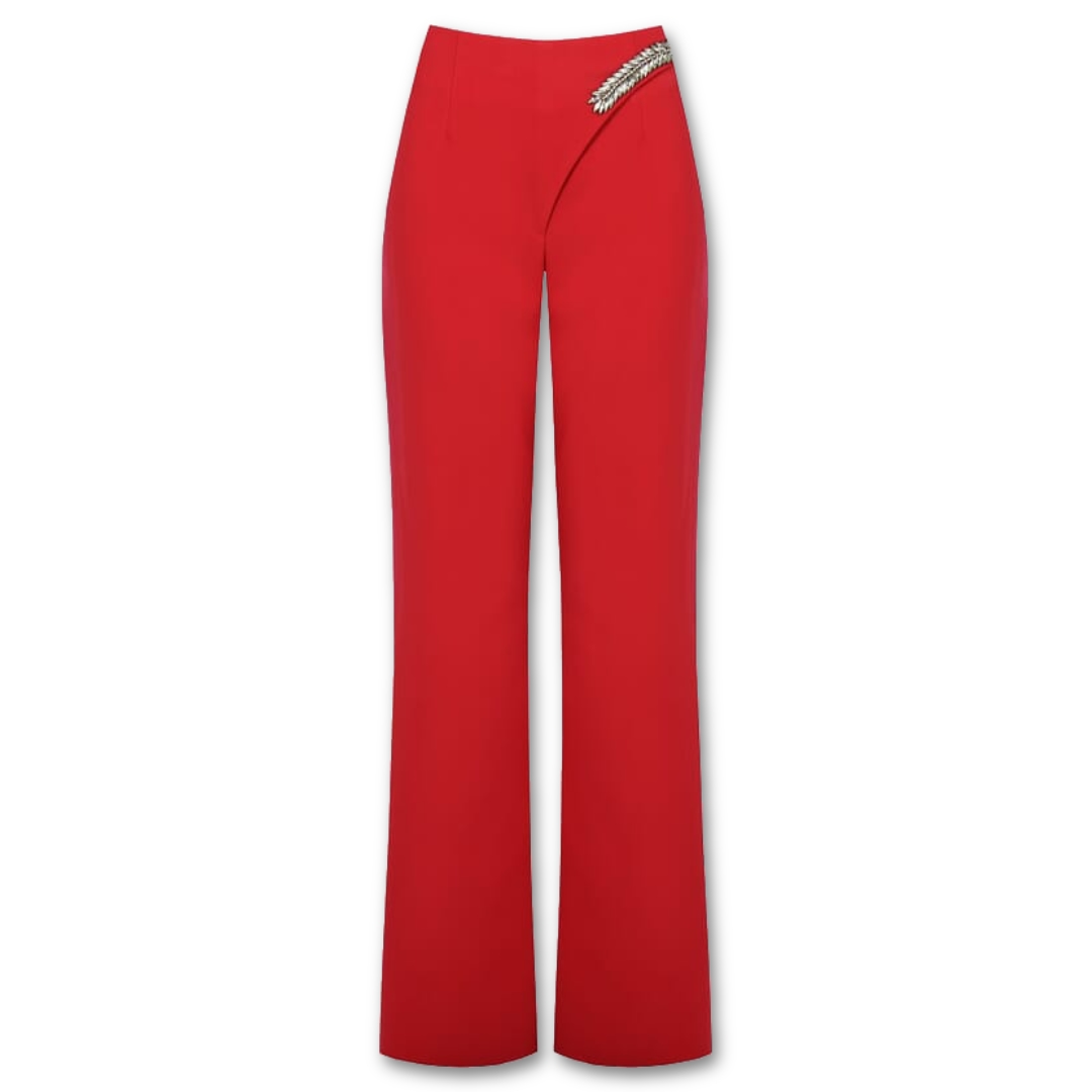 Κόκκινο παντελόνι με στρας Rinascimento
