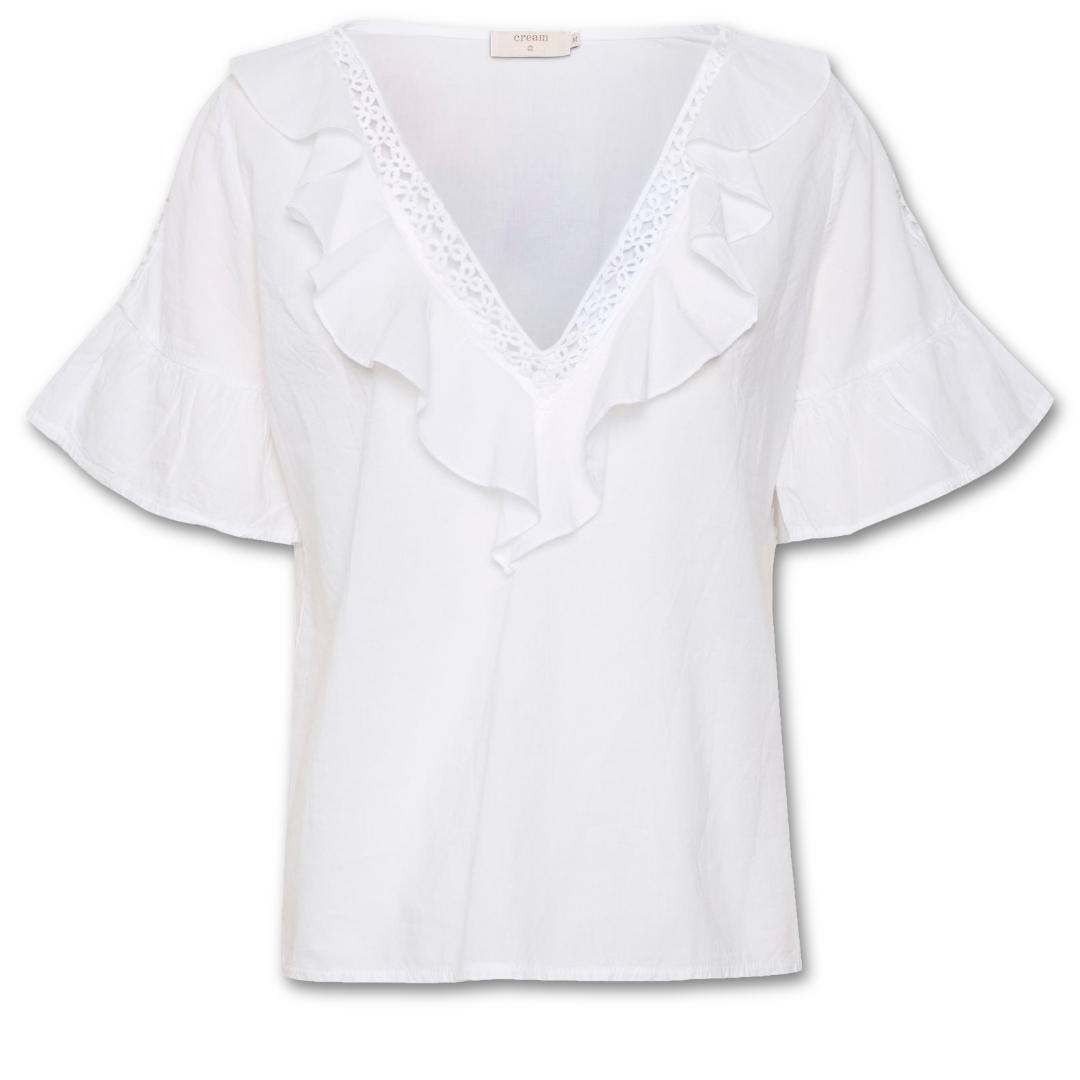 Λευκή μπλούζα με βολάν Jenny Cream