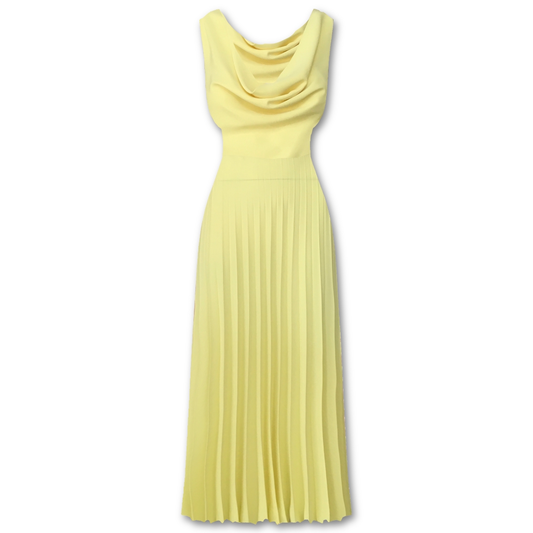 Κίτρινο μίντι πλισέ φόρεμα Rinascimento