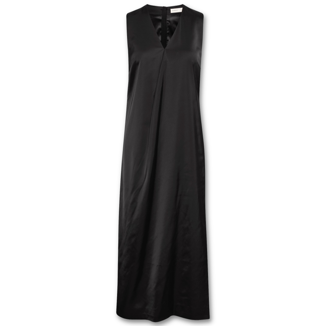 Μαύρο μακρύ σατέν φόρεμα Zilky Inwear