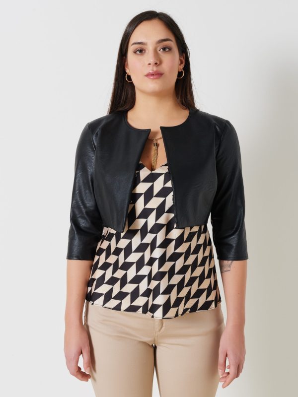 Δερμάτινο μπολερό Plus Size Rinascimento