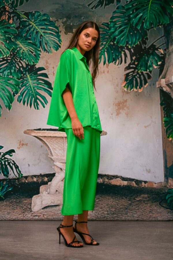 Πράσινο σατέν πουκάμισο Sasmina Kaffe