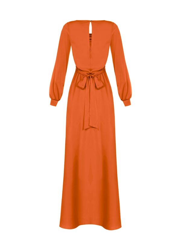 Πορτοκαλί μακρύ σατέν φόρεμα Rinascimento