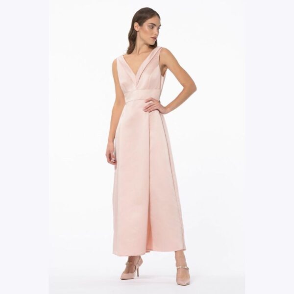 Ροζ σατέν μακρύ φόρεμα Rinascimento