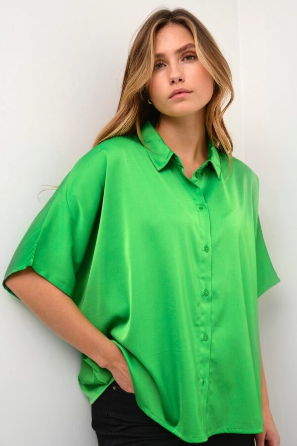 Πράσινο σατέν πουκάμισο Sasmina Kaffe