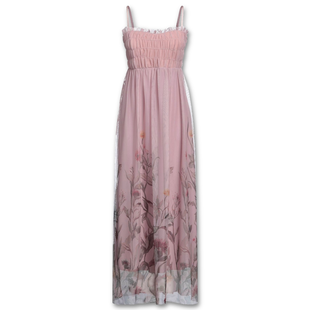 Μακρύ ροζ φόρεμα τούλι Rinascimento