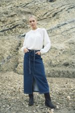 Τζιν φούστα μίντι Sassia Culture