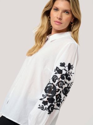 Λευκό πουκάμισο με κέντημα Daphne Cream