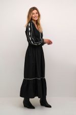 Μαύρο boho φόρεμα ποπλίνα Gwen Cream