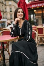 Μαύρο boho φόρεμα ποπλίνα Gwen Cream