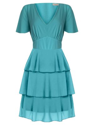 Κοντομάνικο φόρεμα με βολάν plus size Rinascimento