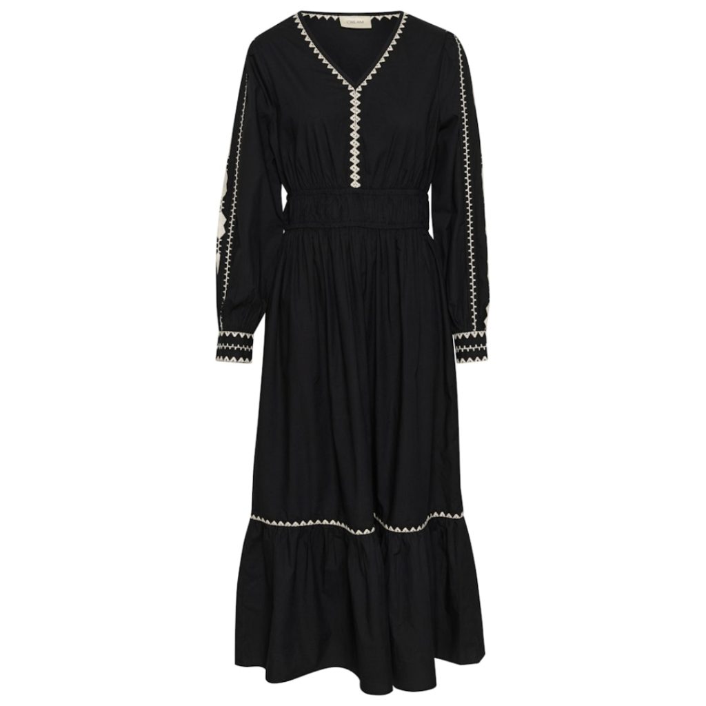 Μαύρο boho φόρεμα ποπλίνα Gwen Cream