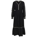 Μαύρο boho φόρεμα ποπλίνα Gwen Cream