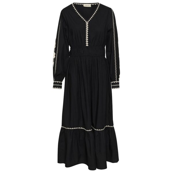 Μαύρο boho φόρεμα ποπλίνα Gwen Cream