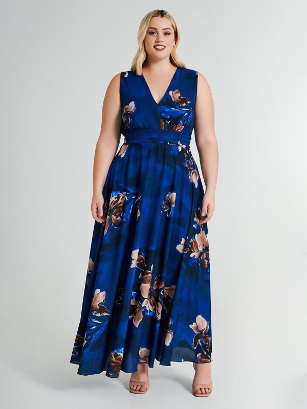 Μακρύ φλοράλ φόρεμα plus size Rinascimento