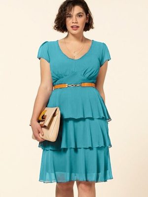 Κοντομάνικο φόρεμα με βολάν plus size Rinascimento