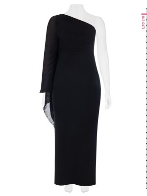Μαύρο αμπιγιέ φόρεμα ένα μανίκι Plus Size Rinascimento