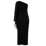 Μαύρο αμπιγιέ φόρεμα ένα μανίκι Plus Size Rinascimento