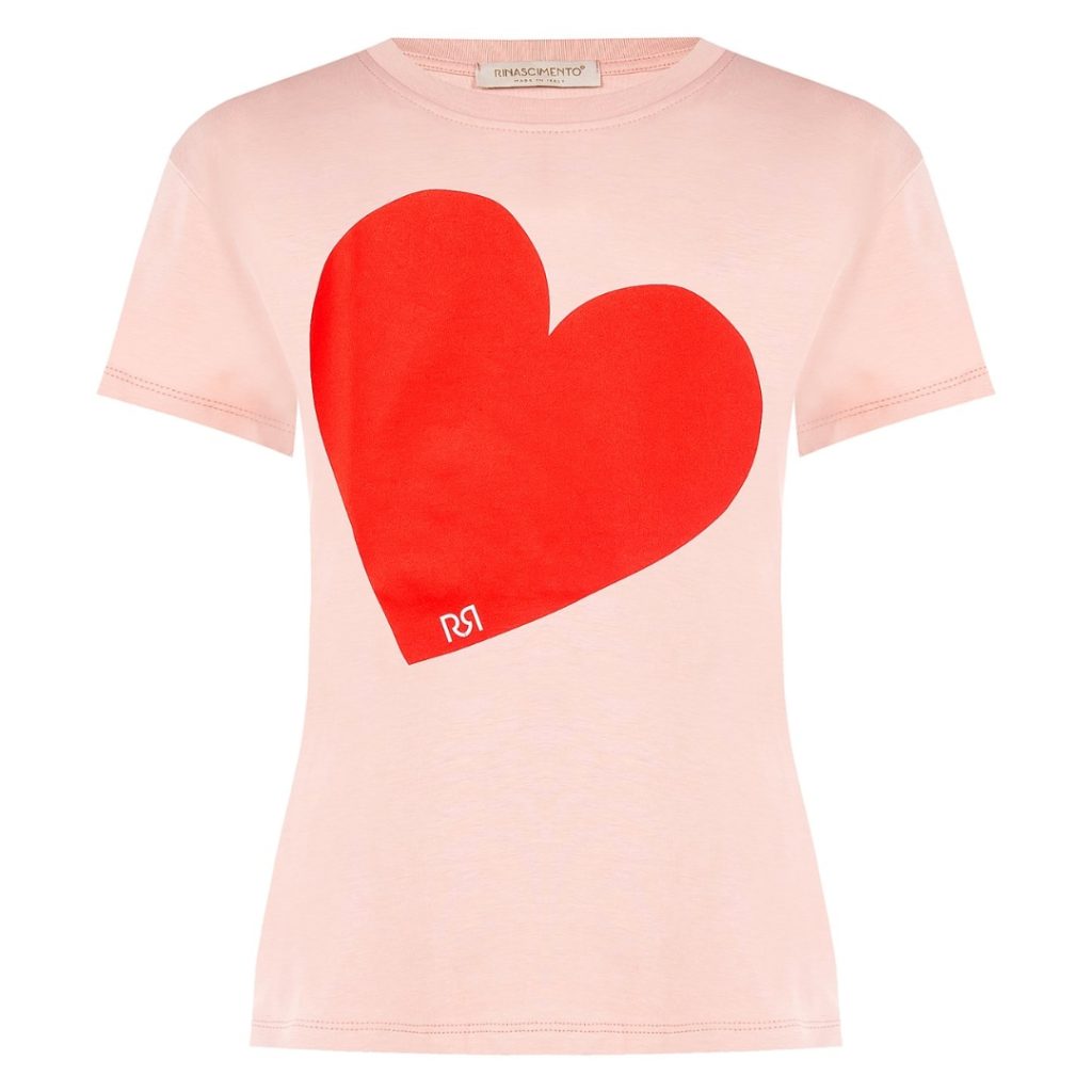T-shirt με στάμπα καρδιά Rinascimento