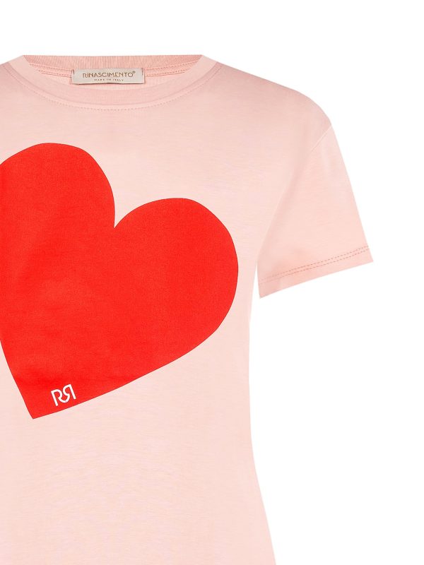 T-shirt με στάμπα καρδιά Rinascimento